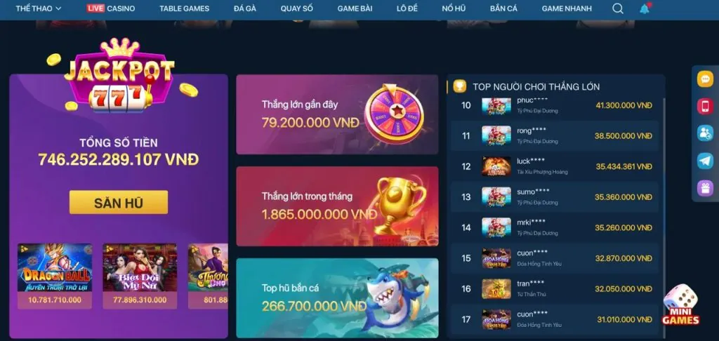 Người chơi vui vẻ chiến thắng tại vg99